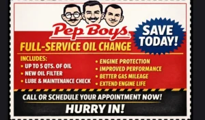 pep boys oil change coupon